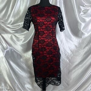 Timeless Elegance Vintage Classy Goth Pinup Liz Claiborne Black Lace Shift Dress
